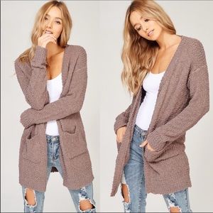 Long open cardigan sweater